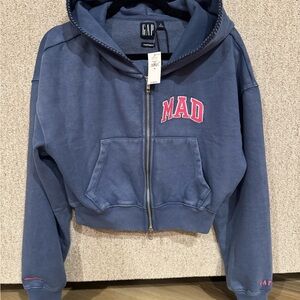 Madhappy X GAP collab cropped navy zip up. Size Medium. NWT.